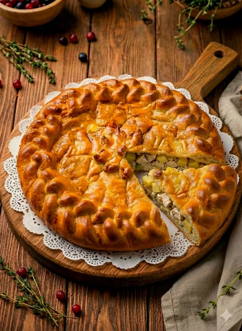 Пирог курица-картофель