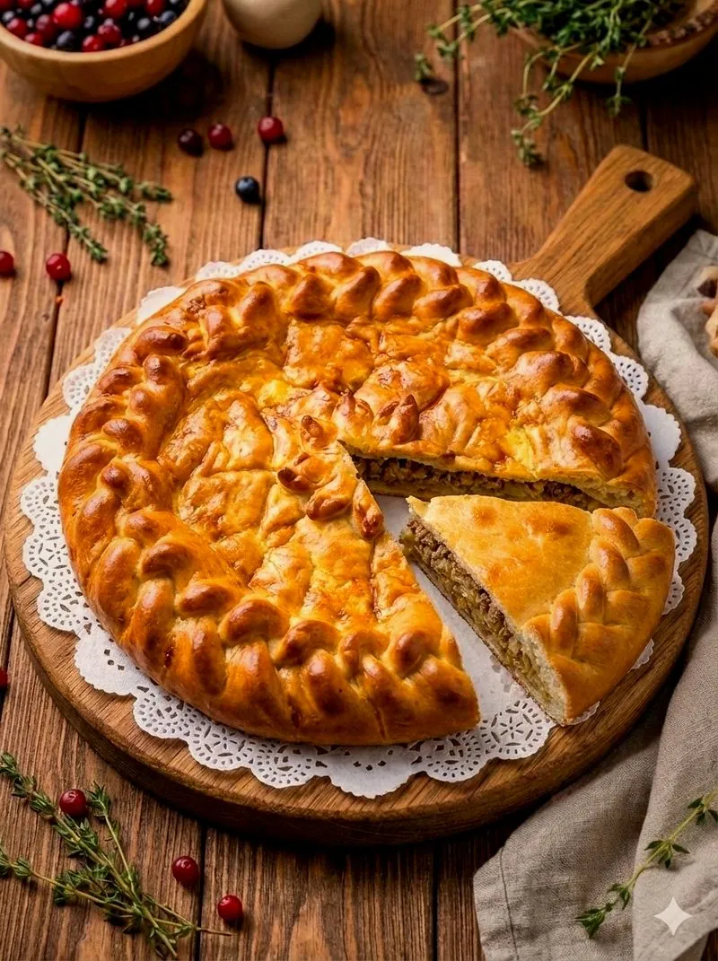 Пирог мясо-капустный